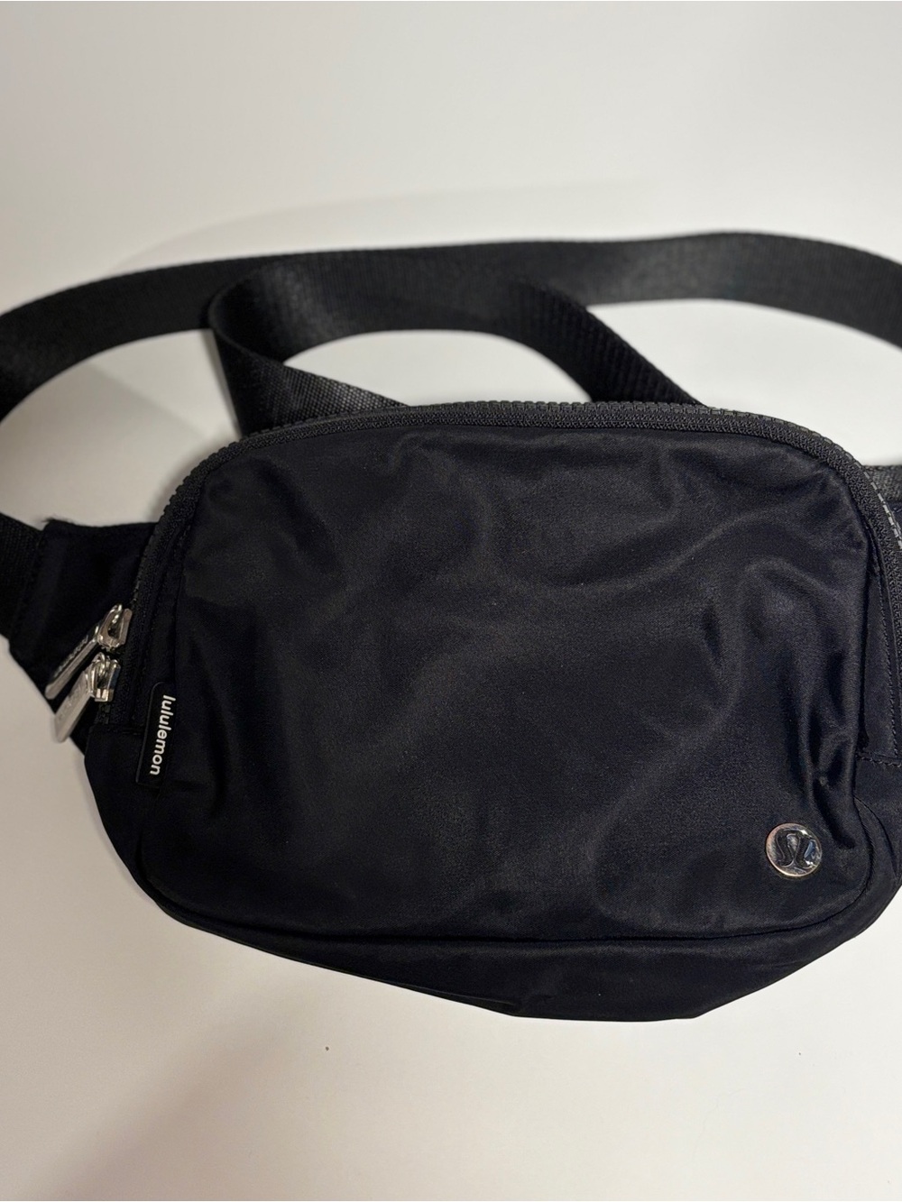 lululemon athletica Black Belt Bag with Silver Hardware
